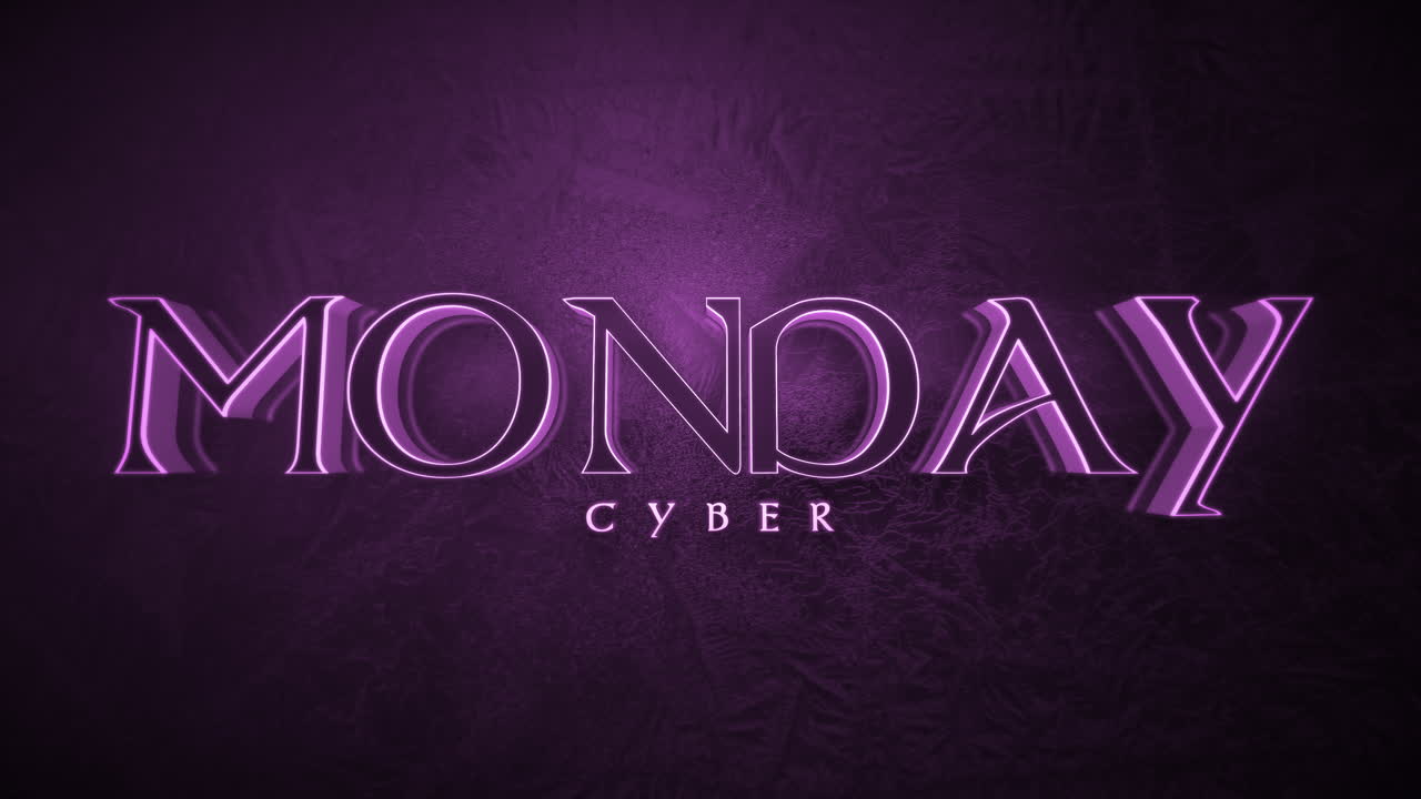 texto de lunes cibernético monocromo oscuro en gradiente púrpura profundo