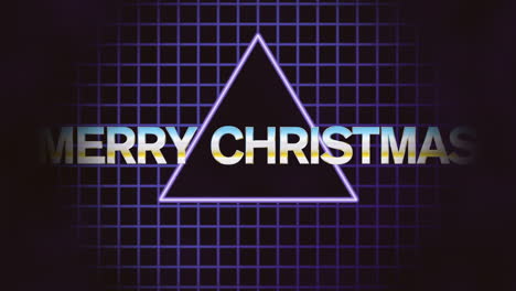 merry christmas text with triangle and grid in dark galaxy