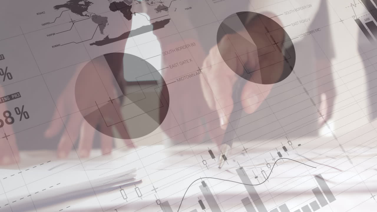 animación de estadísticas y procesamiento de datos financieros sobre arquitectos con planes en reunión
