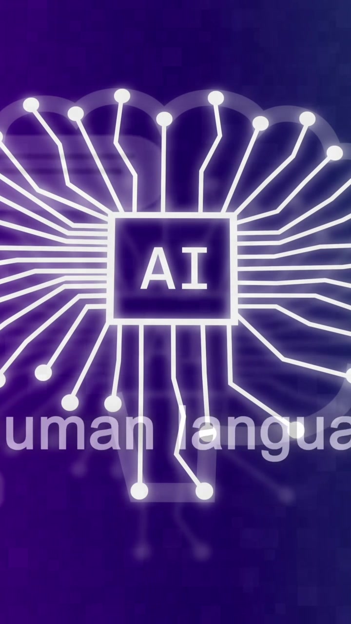 Animation of ai chat and data processing over purple background