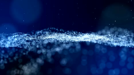 el bucle sin costuras, las partículas de brillo de fondo azul.