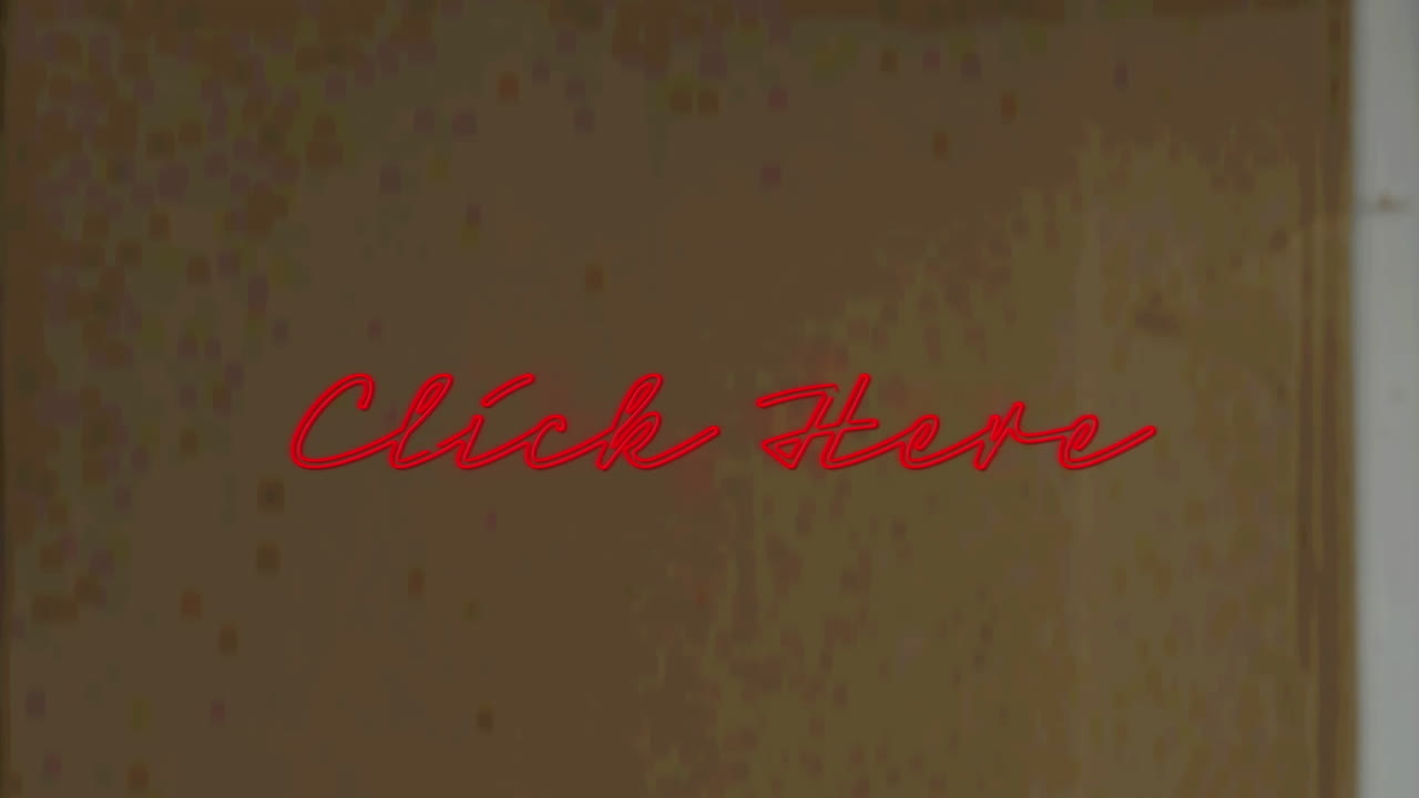 Animação de texto néon 'clique' sobre fundo texturizado