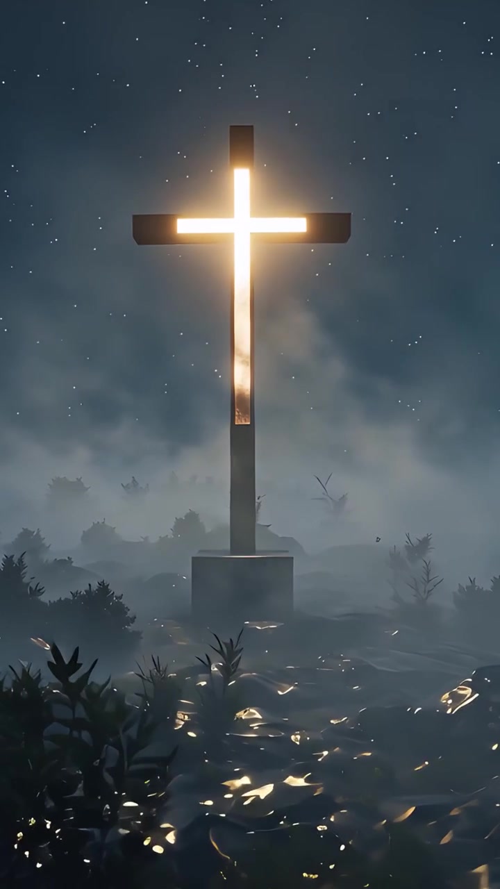Christian Cross Heavenly Light Worship Background 4K