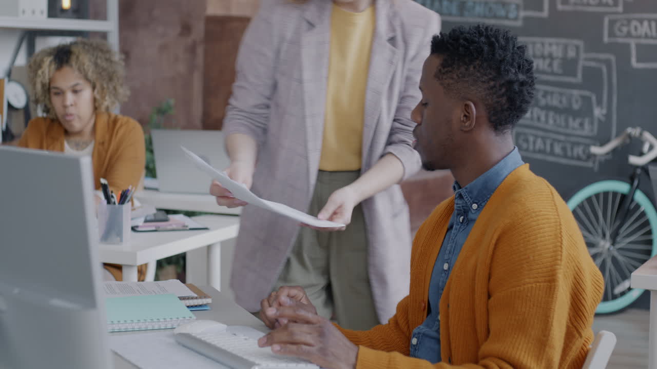 Diverse team working in a modern office setting