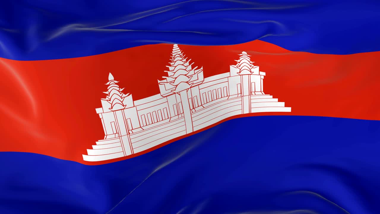 agitando una bandera en bucle como fondo de camboya