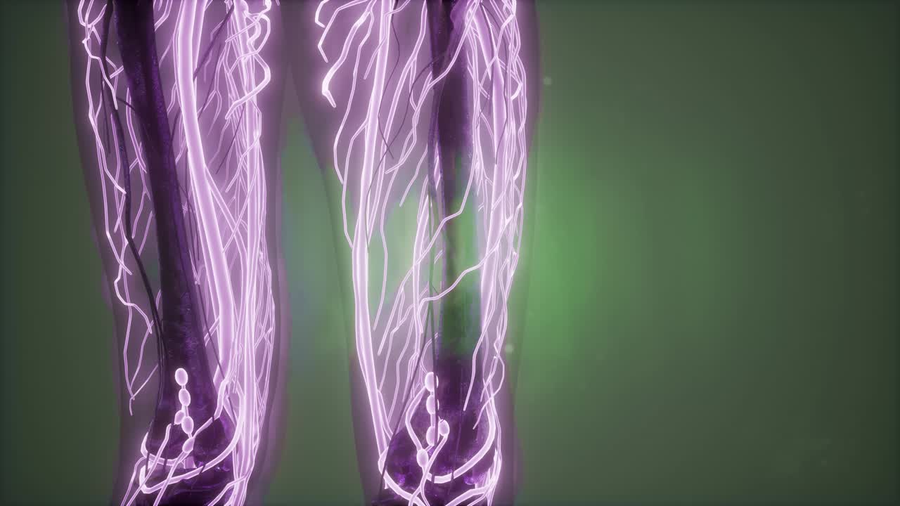 빛나는 혈관으로 된 인체