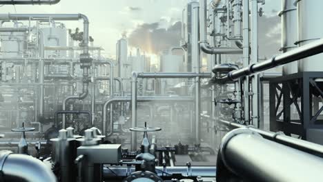 oil refinery and plant and tower column of petrochemistry industry in oil and gas industrial