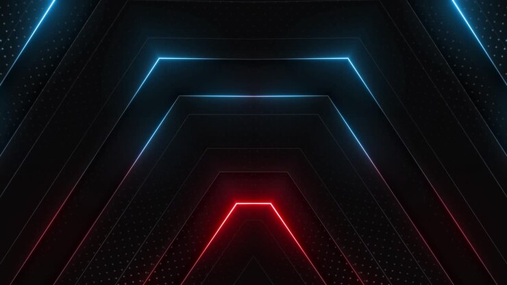 Neon Geometric Background with Blue and Red Lights