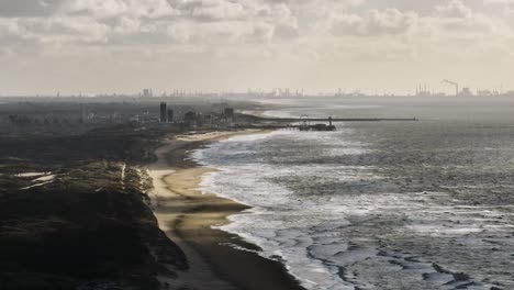 coastal cityscape with industrial zone