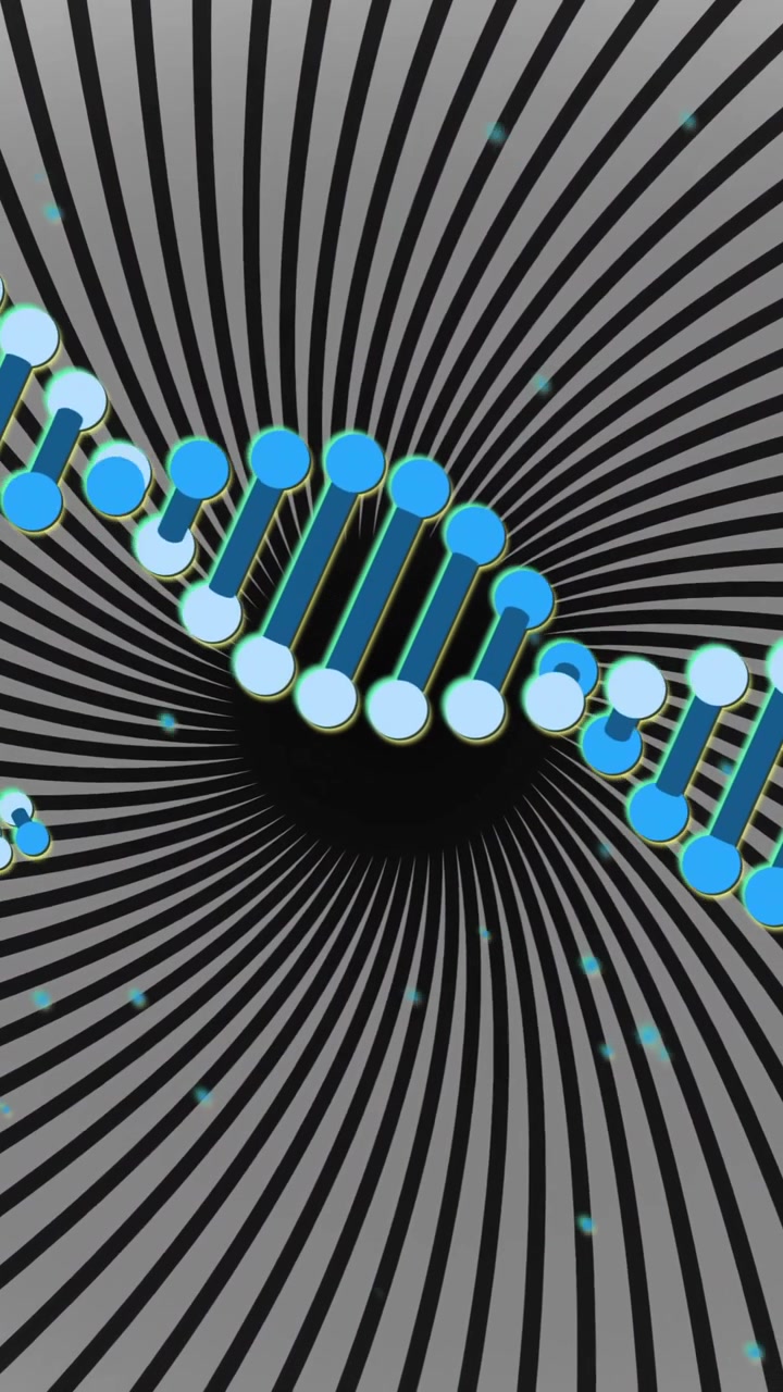 Animation of dna strands over white shapes
