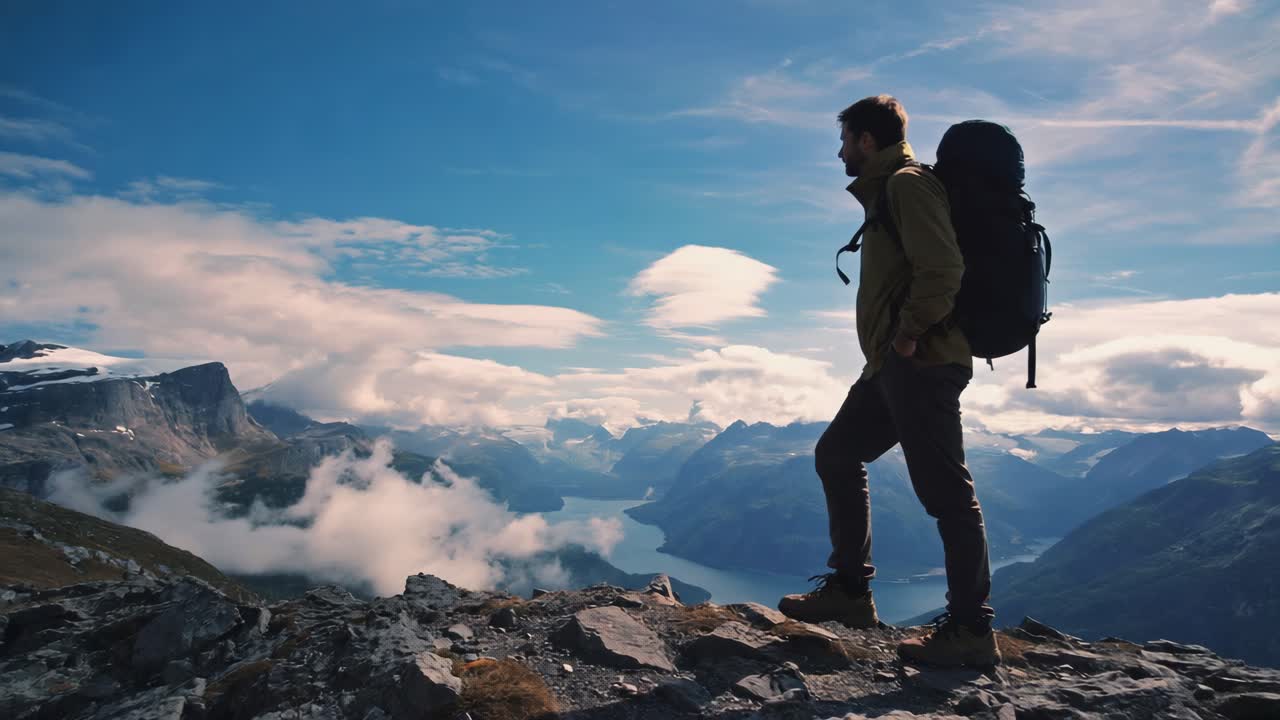 Hiker on Mountain Top
