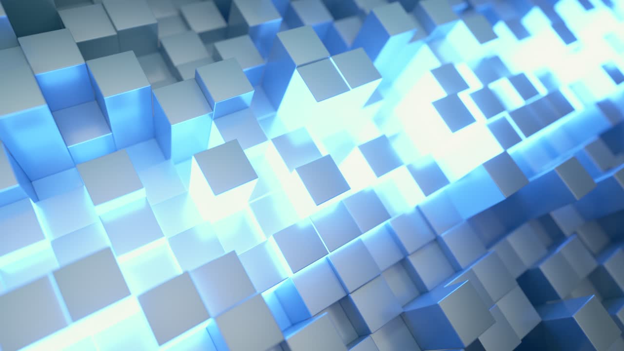 cubos 3d abstractos con luz azul