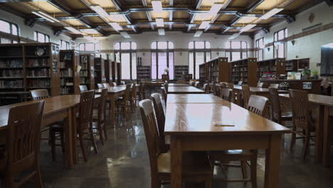 a high school empty library at the end of the school year