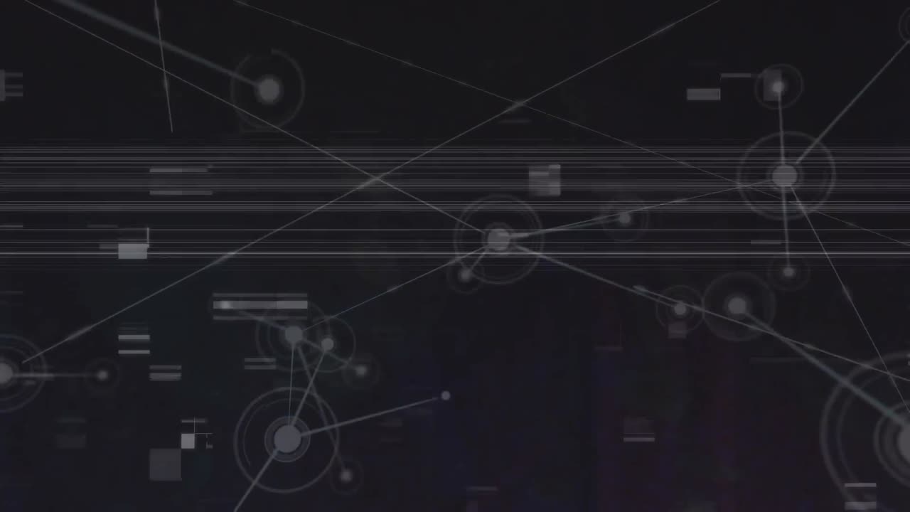 Animation of network of connections and data processing on black