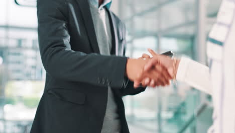 business people shaking hands in a corporate setting