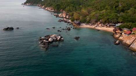 Calm-scenery-at-ocean-from-drone-with-beautiful-sunset