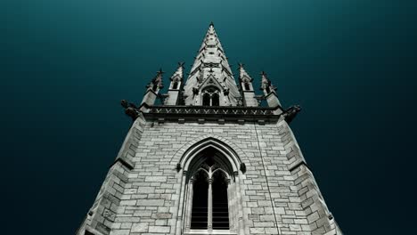 the marble church steeple, bodelwyddan, wales - neo-gothic dark and moody ariel drone rise up and reveal, sad story - june 23