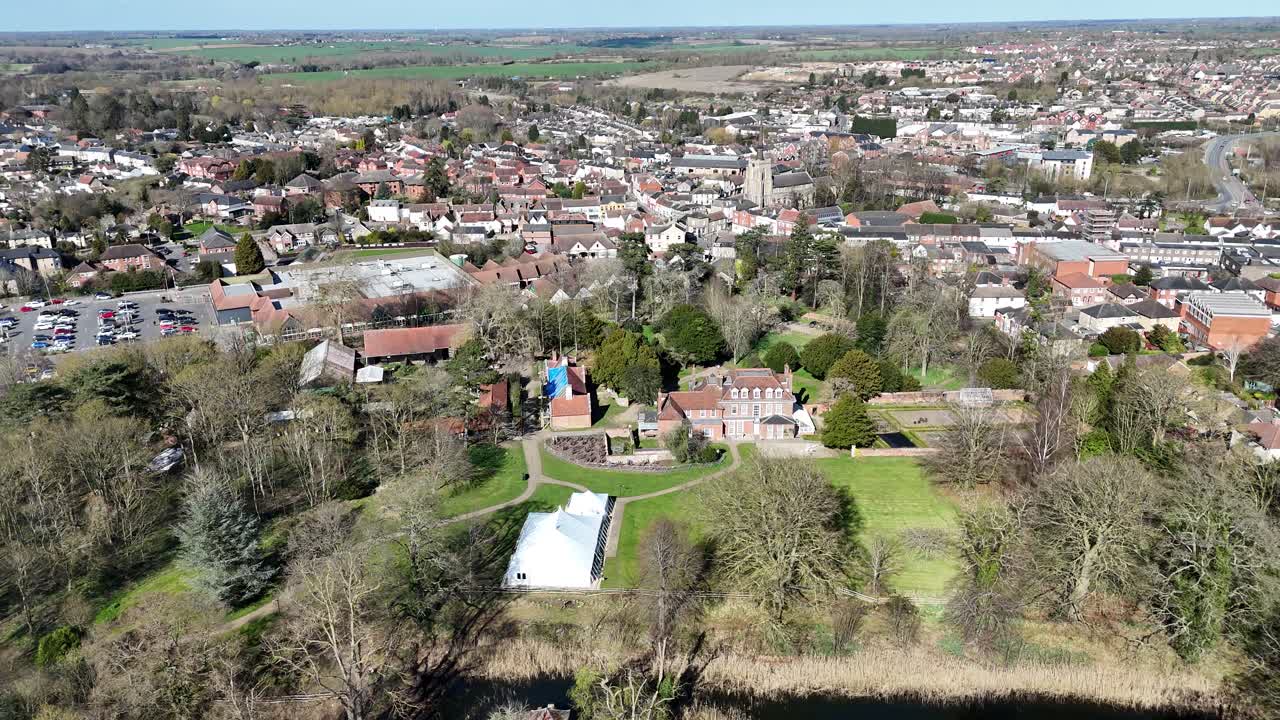 Stowmarket Suffolk UK drone,aerial 4K ascending