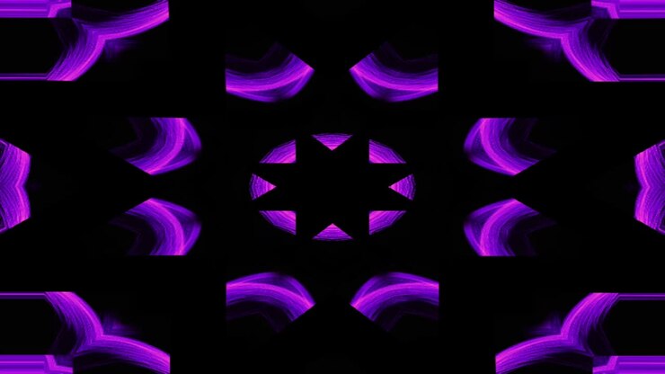 Colorful kaleidoscope purple graphic pattern motion background.