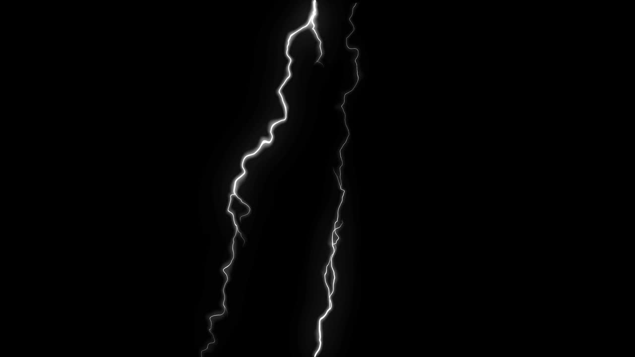 A single vertical bolt of white electricity or lightning crackles on black background. For energy, power, or storm-related concepts