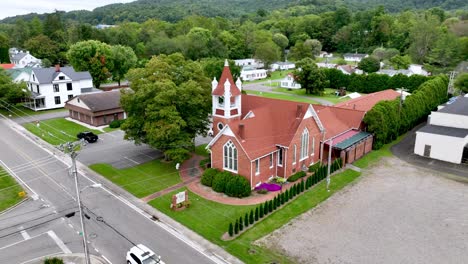 aerial push over methodist church in mountain city tennessee