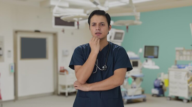 el médico indio confundido pensando en algo