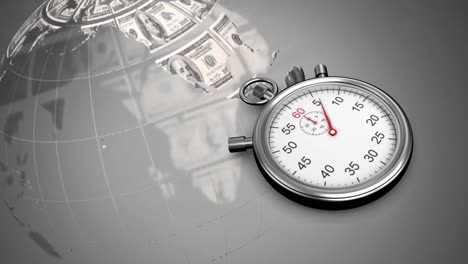 dollar globe and a timer