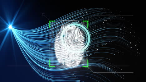 animation of fingerprint over moving clock on black background