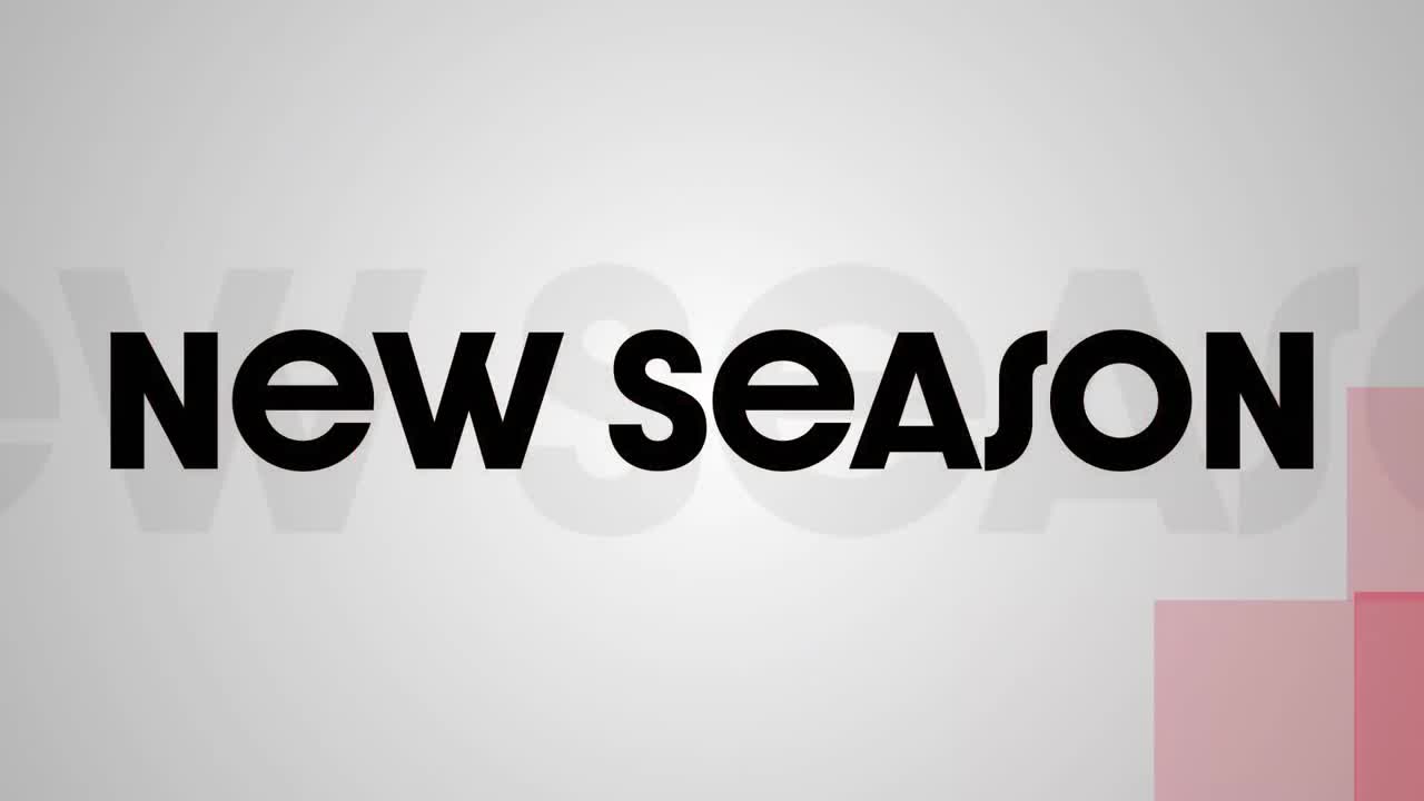 animación del texto de la nueva colección sobre cuadrados rojos