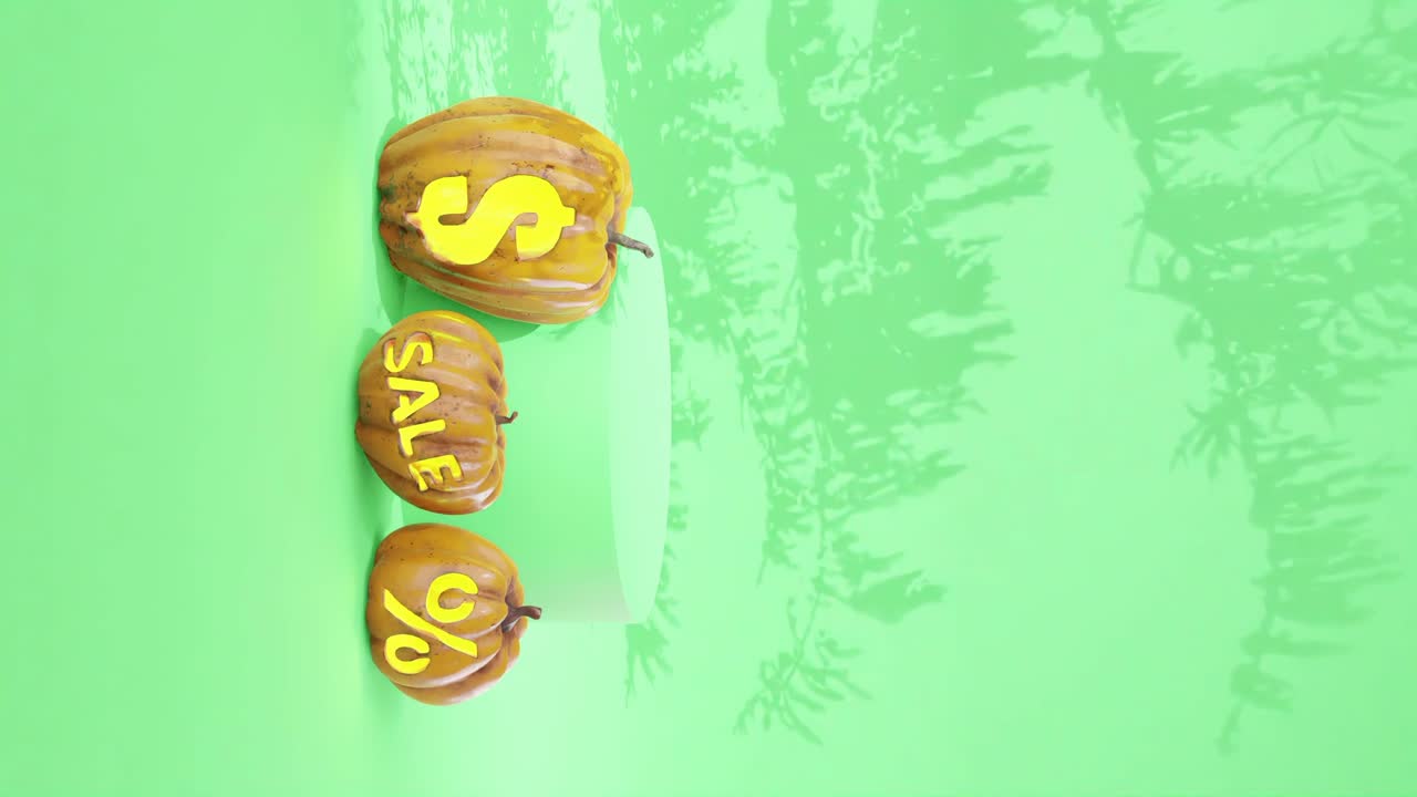 할로윈 프로모션 거래 판매, 홍보 배너와 호박, 수직