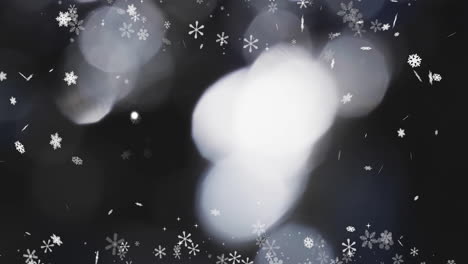 animation of snow falling over winter scenery with copy space