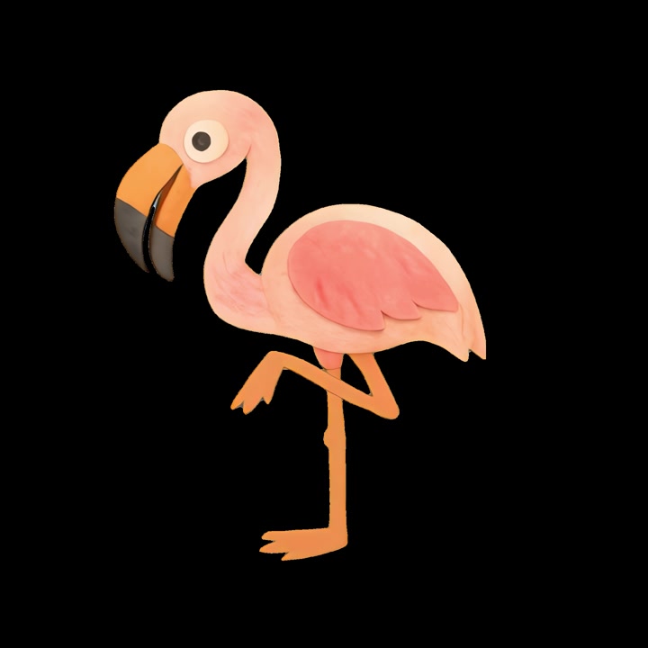 Animated Claymation Flamingo Standing on One Leg