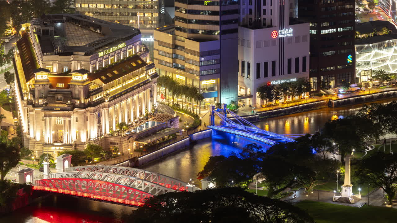 SINGAPORE - 3 MARCH 2025 : timelapse of the singapore city skyline from a high vantage point at night