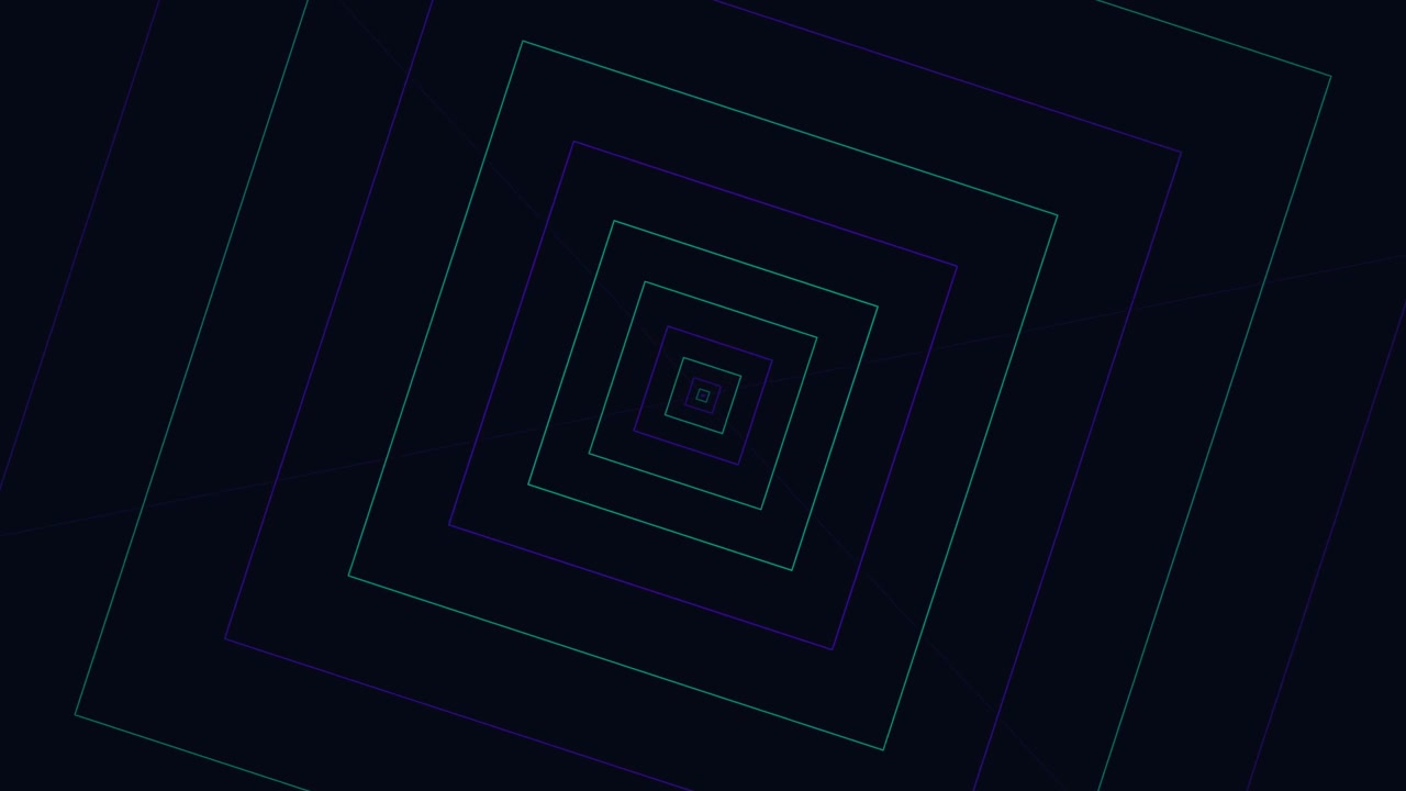 Abstract Tunnel of Glowing Neon Squares