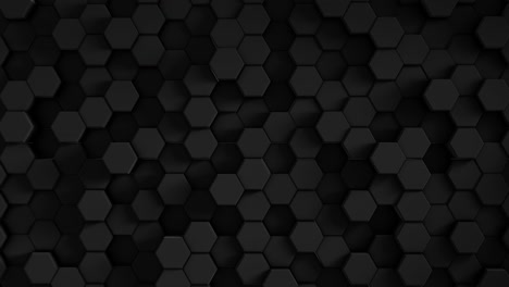 minimalismo negro. una superficie de mosaico con formas hexagonales negras en movimiento. fondo geométrico abstracto. animación de ciclo de panal 4k. 3d. vista superior