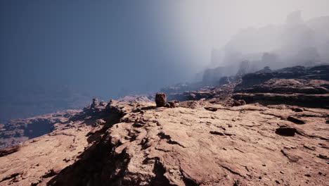 twilight over desert canyon cliffs