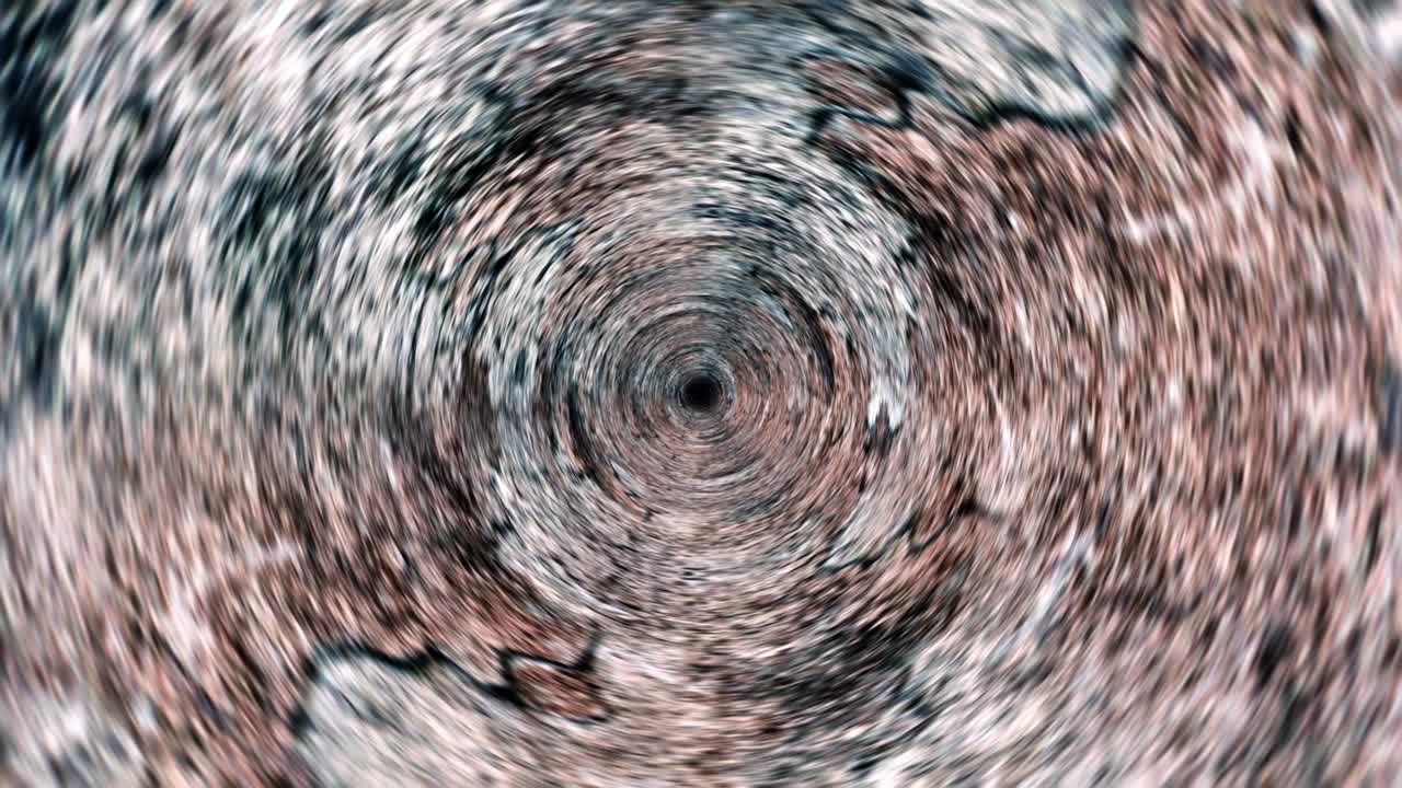 movimiento abstracto gráfico círculo de bucle grunge piedra psicodélica torsión en el fondo del túnel luz de vórtice de hélice multicolor. patrón de bucle 4k marrón amarillo redondo rayado giratorio hipnótico