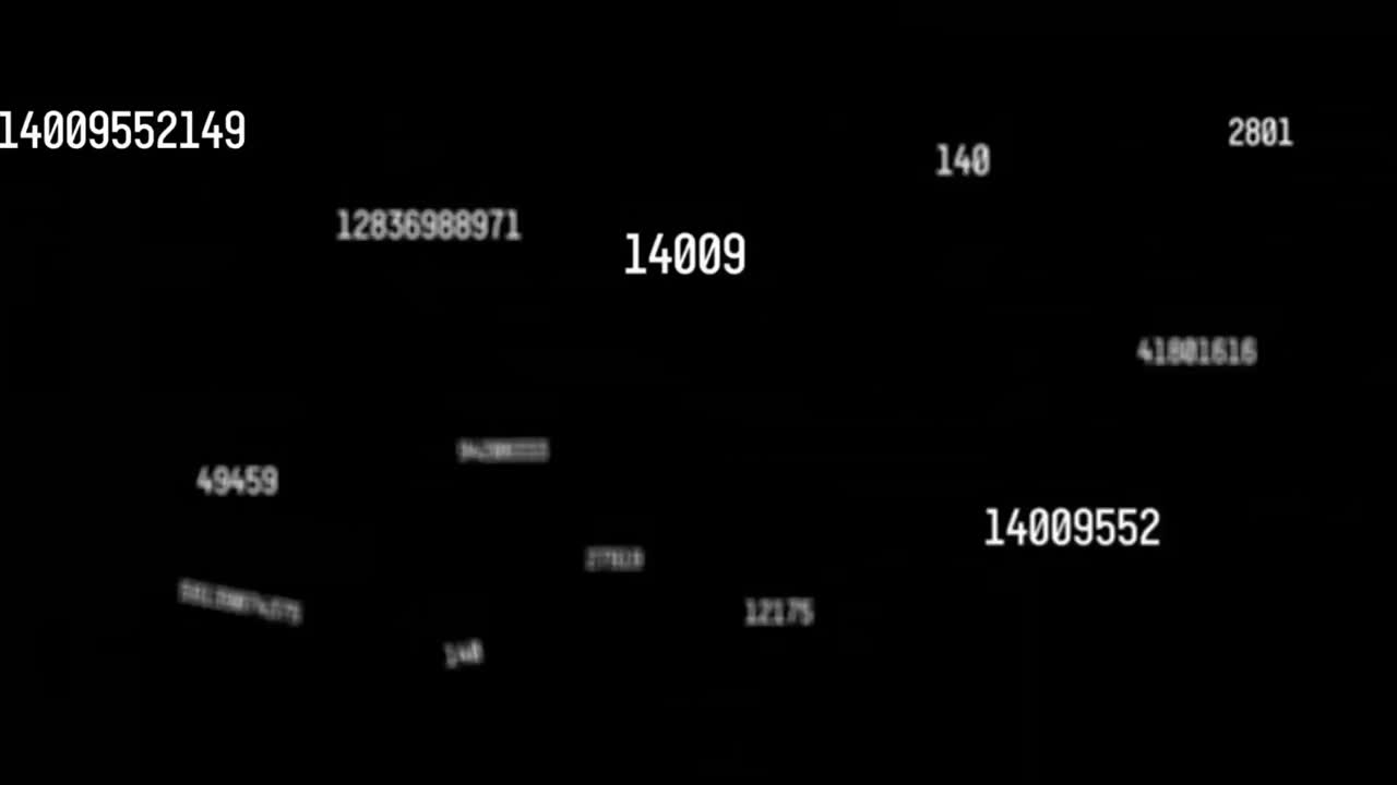 Animation of scientific data processing over web of connections on black background