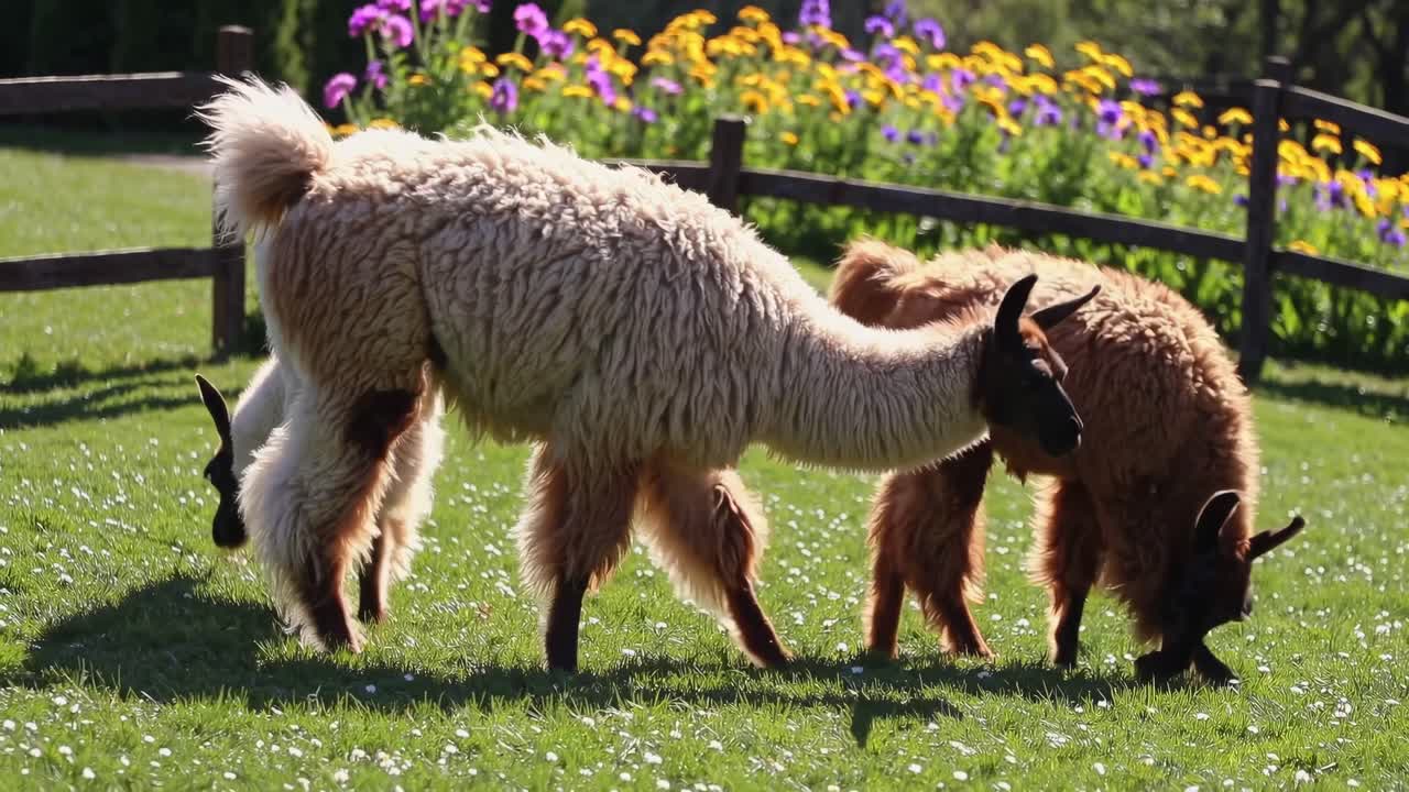 들판 에 있는 라마 들