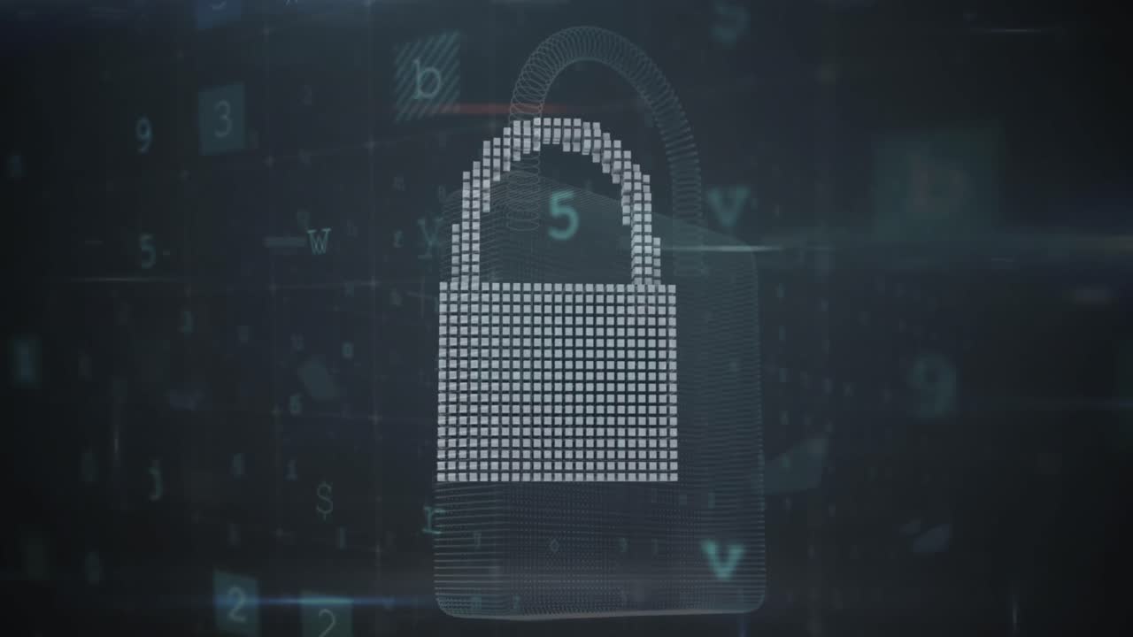 animazione di avvertimento di attacco informatico su simboli di sicurezza online