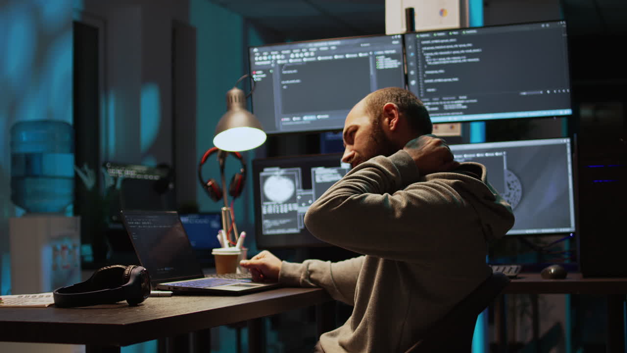 Mann som jobber på datamaskin på kontor