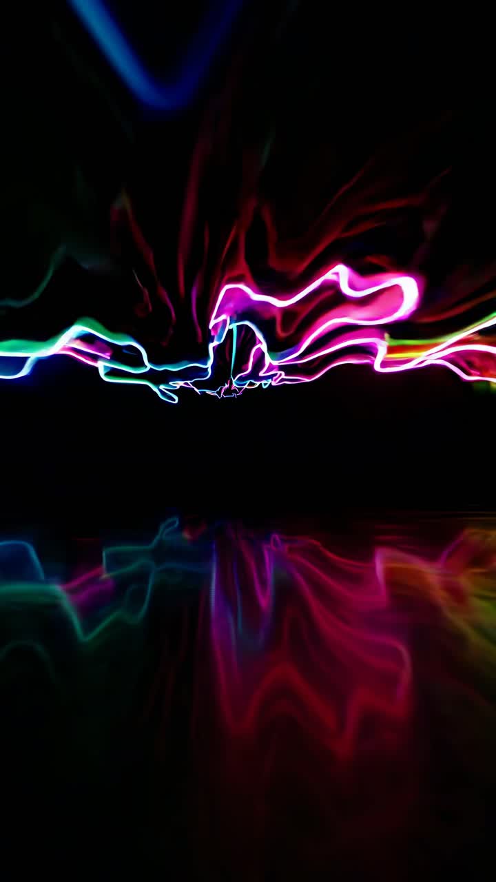 Vivaci scie di luci al neon creano un modello dinamico e astratto