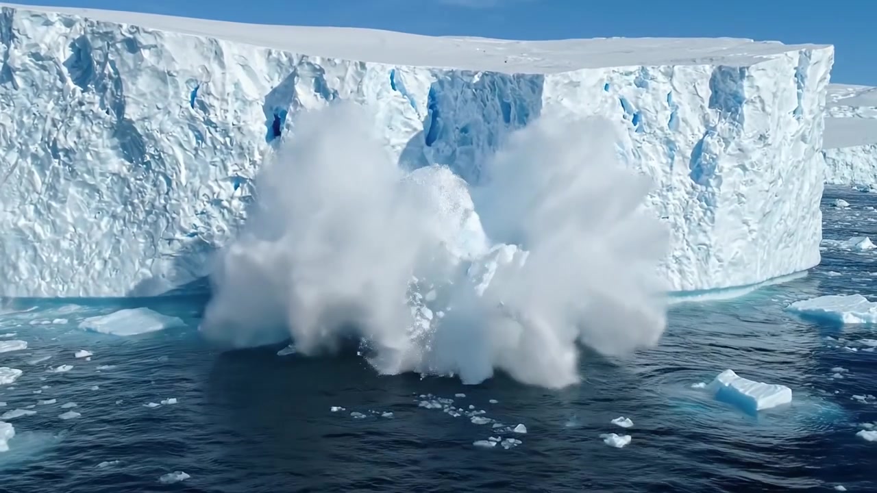 Majestätische Eiswandformation in polaren Gewässern: Die Schönheit von Gletschern und Eisbergen in ihrem natürlichen Lebensraum einfangend.