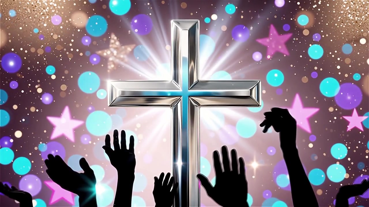 Croce Cristiana Luce Celestiale Sfondo per il Culto.