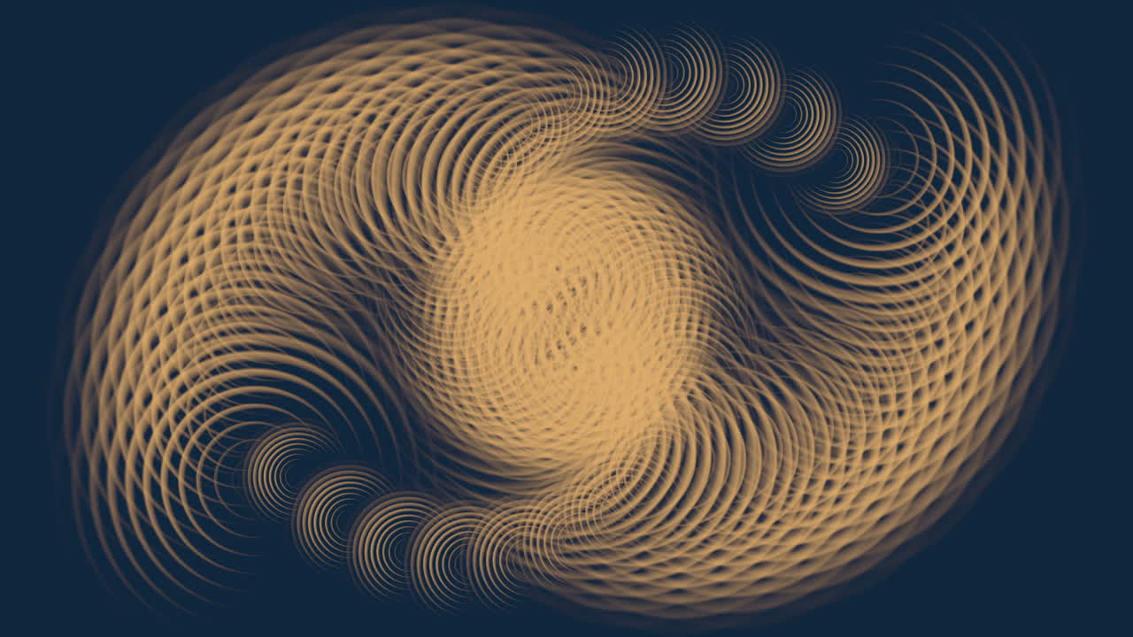 Yellow abstract geometric circles on dark space