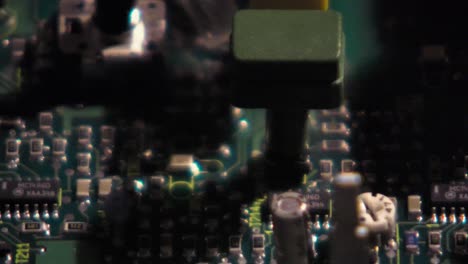 rotating analog circuit board. macro close up