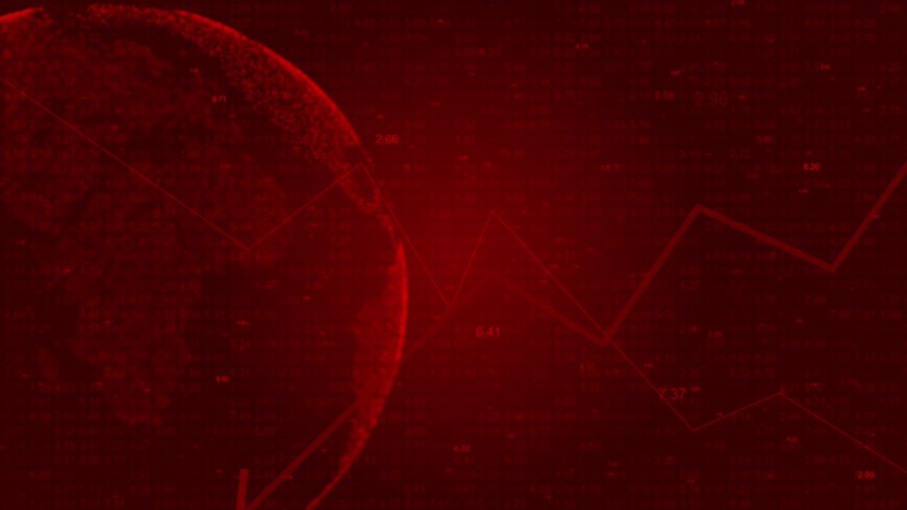 3d red futuristic world digital finance stock exchange market loss crypto currency digital