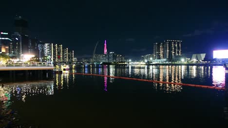 ho chi minh river in the city center in the evening