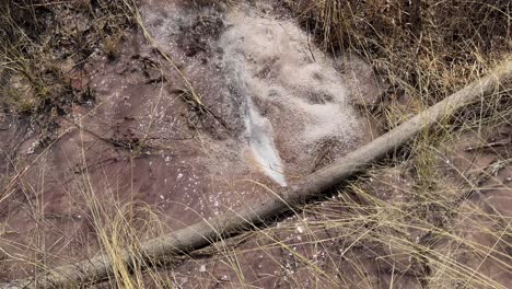una manguera de incendio rota y el agua saliendo