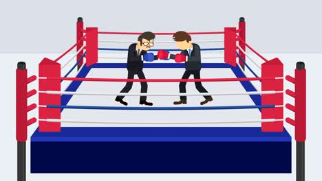 business man battle in boxing gloves. business competition concept. loop illustration in flat style.